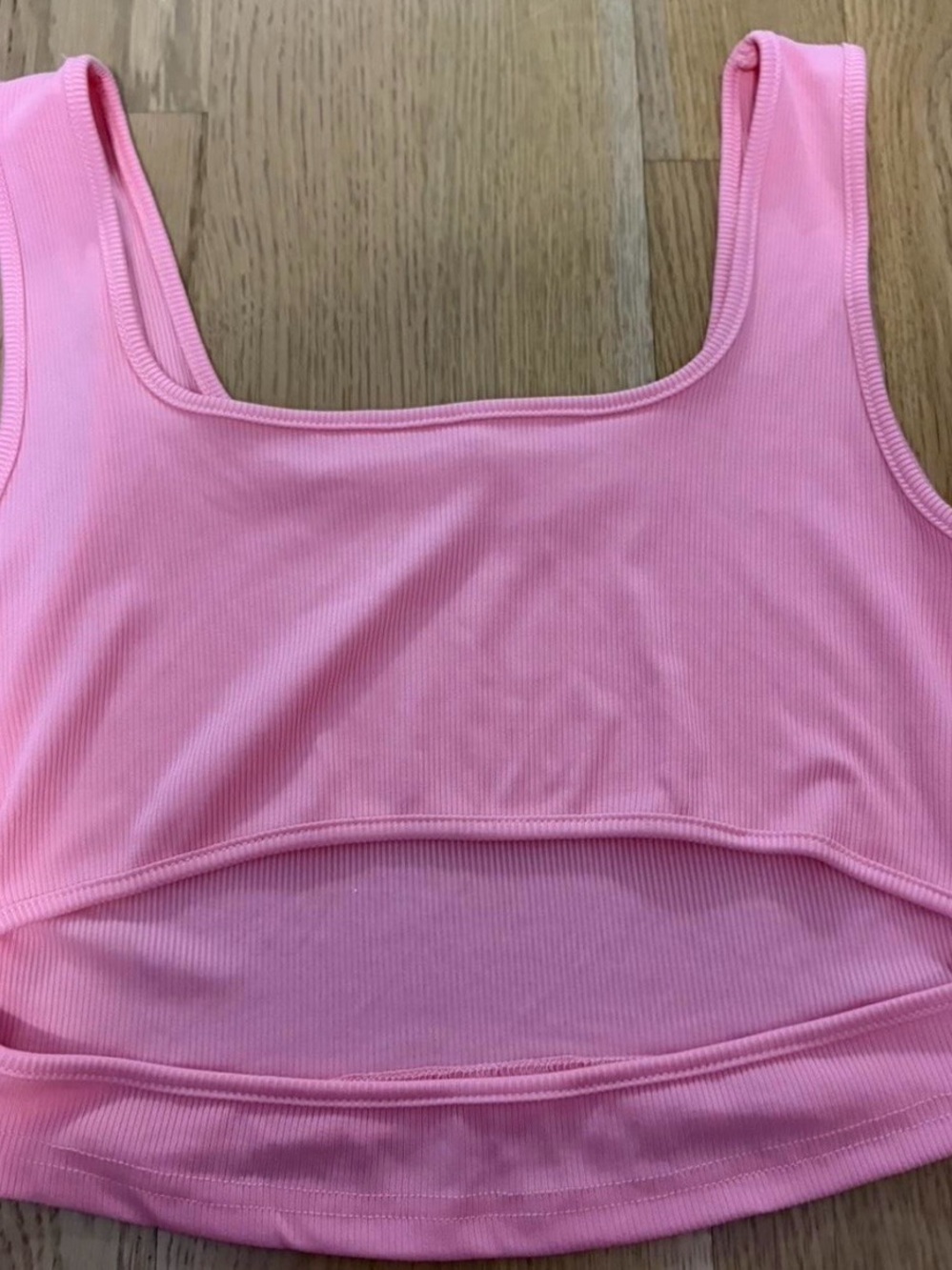 Women’s Pink Ribbed Cutout Tank Bralette